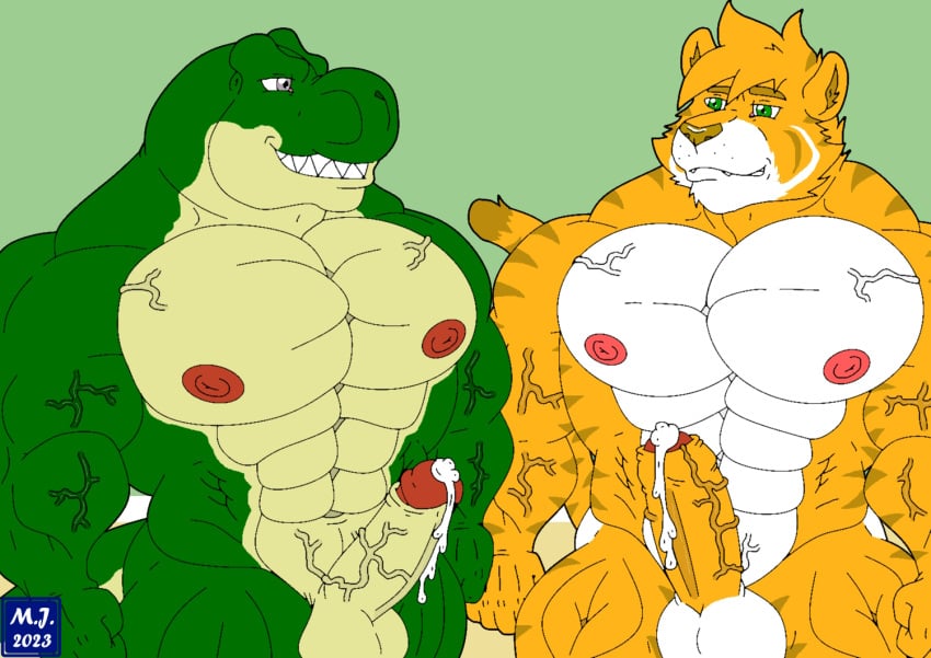 2023 2boys abs anthro balls bara boners buff cock cum cumming digitalart dinosaur duo duo_focus feline foreskin fully_retracted_foreskin fur furry josh_(zerozero) male male_focus male_only maxime-jeanne muscles muscular muscular_male naked neko nude partially_retracted_foreskin penis reptile retracted_foreskin saurian t-rex theropod thomas_carter tiger tyrannosaurus-rex uncircumcised zerozero