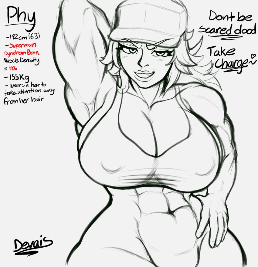 abs aggressive big_areola big_breasts devais hat horny medium_hair muscular_female oc original_character phy suggestive taller_girl wide_hips