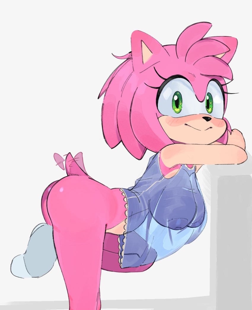 1girls amy_rose magnetstuff nude solo sonic_(series) transparent_clothing