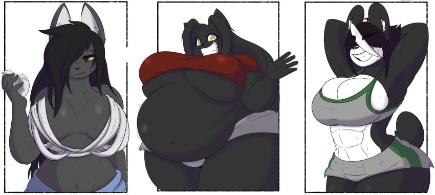 abs allyson_(dewwydartz) bbw big_breasts breasts cleavage dee(dewwydartz) dewwydarts dewwydartz felid feline female furry huge_breasts mai_(dewwydartz) original_character overweight overweight_female panda tagme thick_thighs underboob wide_hips wolf