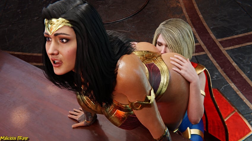 2girls 3d 3d_(artwork) amazon ass ass_eating athletic athletic_female big_ass blonde_hair dark_hair dc_comics female injustice_2 malicious_bane muscular muscular_female oral rimming supergirl supergirl_(injustice) superheroine wonder_woman wonder_woman_(injustice) wonder_woman_(series) yuri