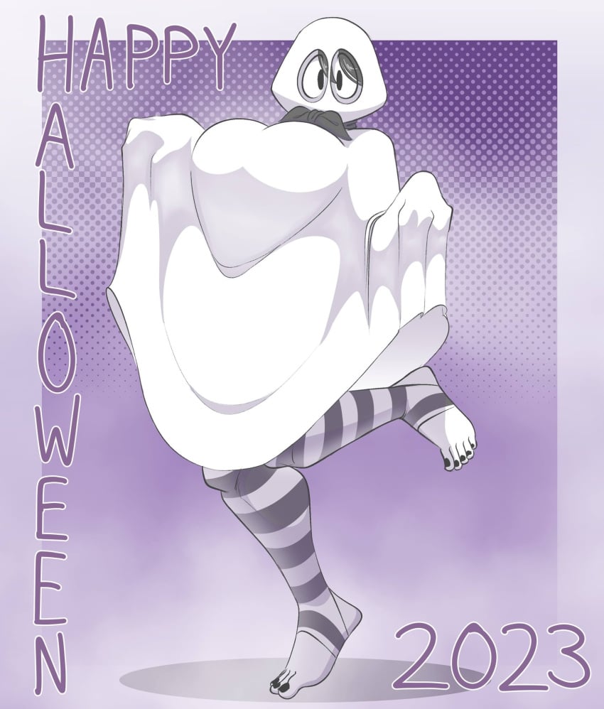 2023 breast_outline female female_focus female_only ghost ghost_girl halloween halloween_costume marie_(tag-a-long) mime mime_girl muscle_girl muscular muscular_female muscular_legs original original_art original_artwork spooky tag-a-long