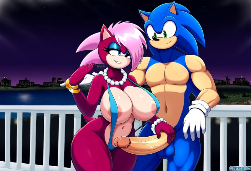 ai_generated ass blue_body breasts incest incest_(lore) magenta_fur male/female pink_hair sex sonia_the_hedgehog sonic_(series) sonic_the_hedgehog sonic_the_hedgehog_(series) sonic_underground sonic_x_sonia straight veiny_penis