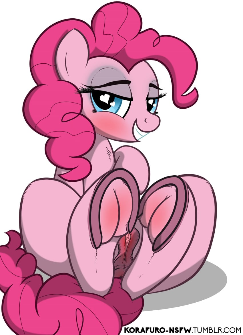 <3_eyes 2018 anthro anus clitoris colored digital_media_(artwork) equine eyeshadow female friendship_is_magic fur furry gaping gaping_pussy hair heart hoof_fetish hoof_focus hooves horse korafuro makeup mammal my_little_pony pink_fur pinkie_pie_(mlp) pony presenting pussy simple_background solo straight_hair teeth