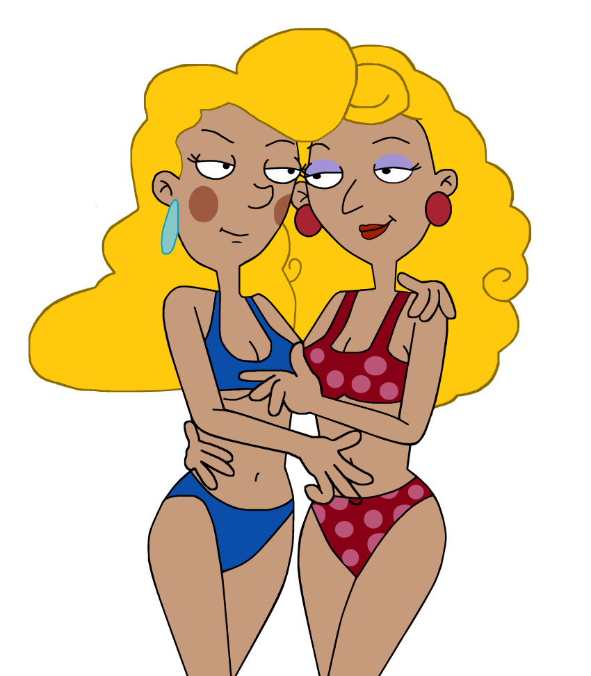 beach_beauty_(hey_arnold) bikini blonde_hair blue_bikini candy_maldonado hey_arnold! medium_breasts nickelodeon polka_dot_bikini red_bikini tagme white_background