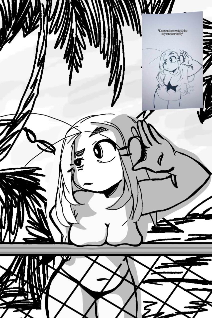 1girls 2025 2d against_fence animation_meme_community beach belly_button belly_fat big_breasts black_panties boobs_pressed braless breast_press breast_squeeze breast_squish breasts chubby chubby_female covered_nipples drawing edit edited exhibitionism exposed exposed_breasts female fence hand_on_hip instagram inverted_nipples kenzou metal_bar monochrome naked naked_female nude nude_female outdoors palm_tree ptitefrite sea seaside solo solo_female tagme thick_thighs tiktok tree youtube