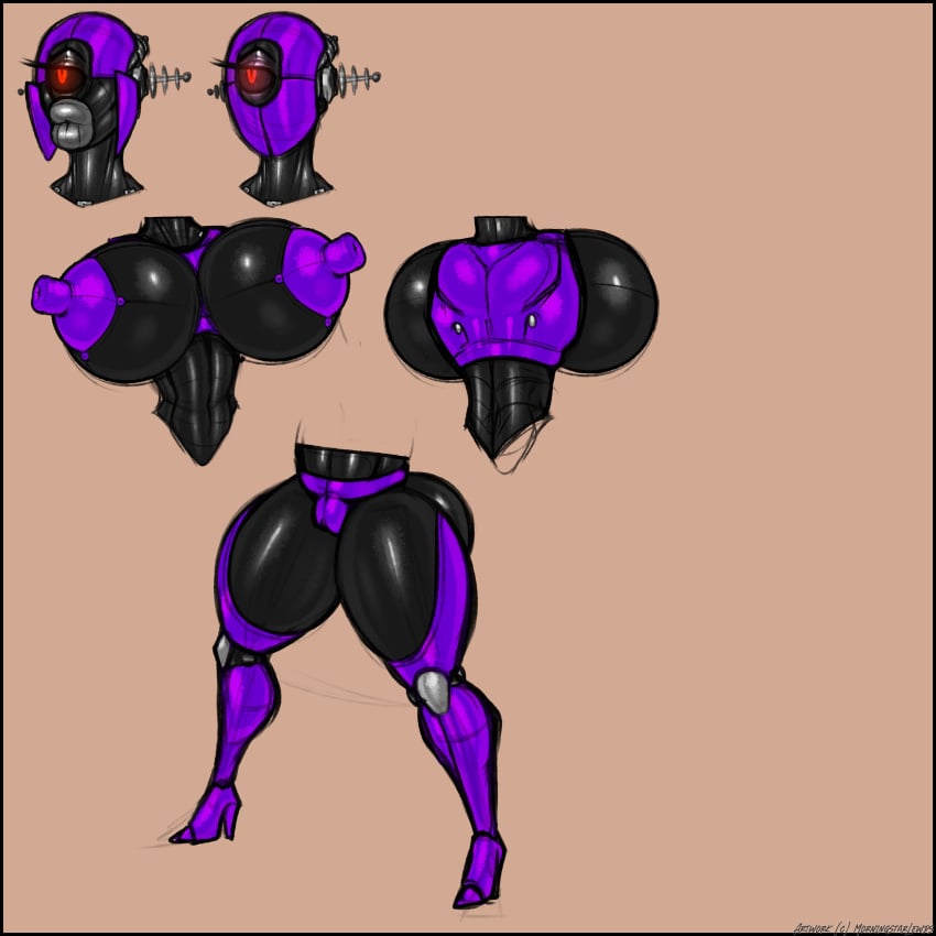areola assaultron breasts earless erect_nipples fallout female huge_breasts nipples no_source nolollygagging pussy robot solo thick_thighs wide_hips