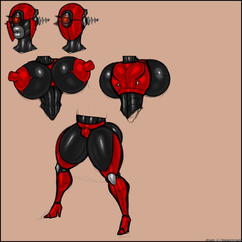 areola assaultron breasts earless erect_nipples fallout female huge_breasts nipples no_source nolollygagging pussy robot solo thick_thighs wide_hips