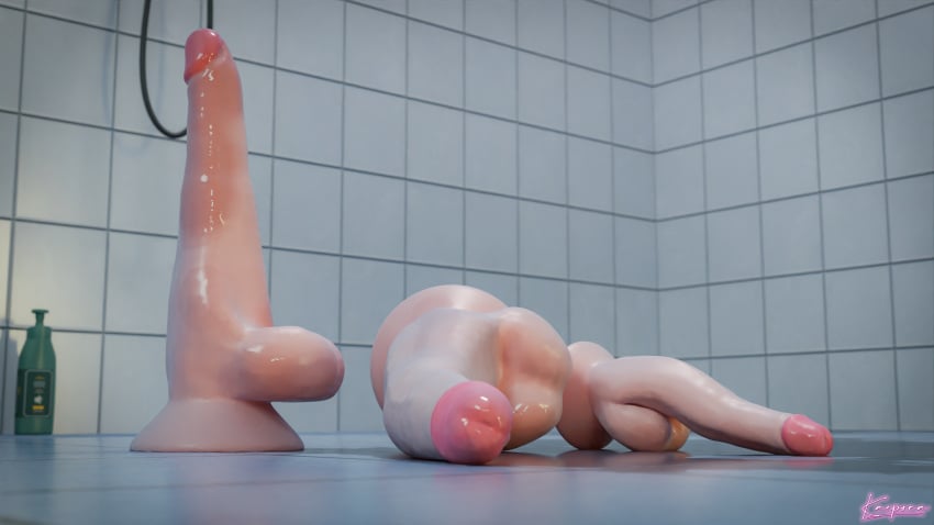 3d 3d_(artwork) artist_name bathroom dildo dildo_focus kaepora_(artist) lotion object object_focus original sex_toy sex_toy_focus sex_toy_only smutbase watermark