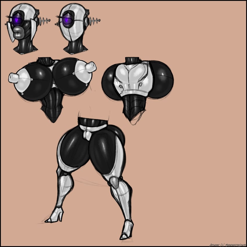 areola assaultron erect_nipples fallout female huge_breasts nipples nolollygagging pussy robot solo thick_thighs wide_hips