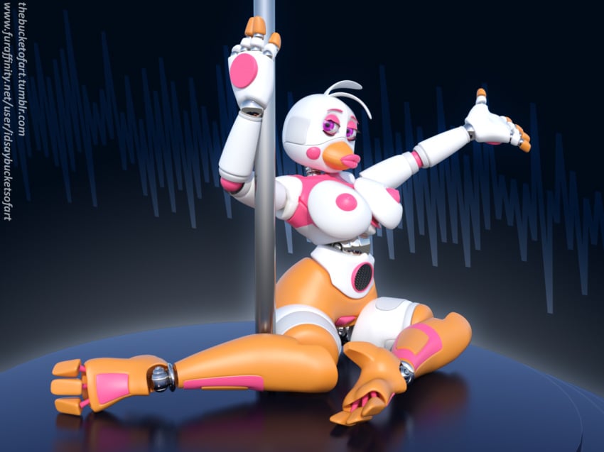 3d 3d_model animatronic avian bird breasts chicken clothing dancing female five_nights_at_freddy's fnaf footwear freddy_fazbear's_pizzeria_simulator funtime_chica_(fnaf) high_heels idsaybucketsofart machine nipples pink_areola pink_nipples pole pole_dancing pussy robot scottgames shoes solo video_games