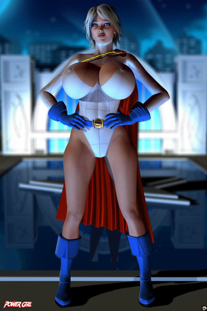 1girls 3d alien alien_girl belt big_breasts blonde_hair blue_eyes blue_gloves boots busty cape cleavage cleavage_cutout curvy dc dc_comics detailed_background erect_nipple erect_nipples eyelashes female female_only front_view gloves high_heel_boots high_heels hourglass_figure humanoid karen_starr kryptonian leotard lipstick looking_at_viewer makeup night nipple_bulge outdoor outside pose posing power_girl red_lipstick shadow short_hair solo standing superheroine superman_(series) text thong voluptuous water wide_hips xskullheadx yellow_hair