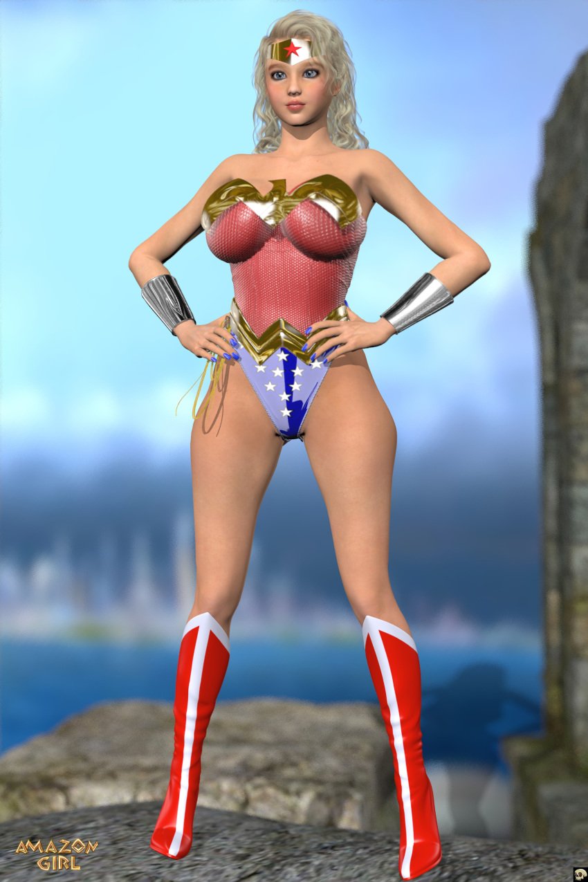 1girls 3d bare_shoulders big_breasts blonde_hair blue_eyes boots bracer busty choker cleavage cosplay curvy day dc dc_comics detailed_background eyelashes female female_only front_view hand_on_hip hands_on_hip hands_on_hips high_heel_boots high_heels hourglass_figure human leotard long_hair looking_at_viewer nail_polish outdoor outside partially_visible_vulva pose posing rope shadow shiny shiny_skin solo spread_legs spreading standing superheroine tiara voluptuous water wide_hips wonder_woman_(cosplay) wonder_woman_(series) xskullheadx yellow_hair