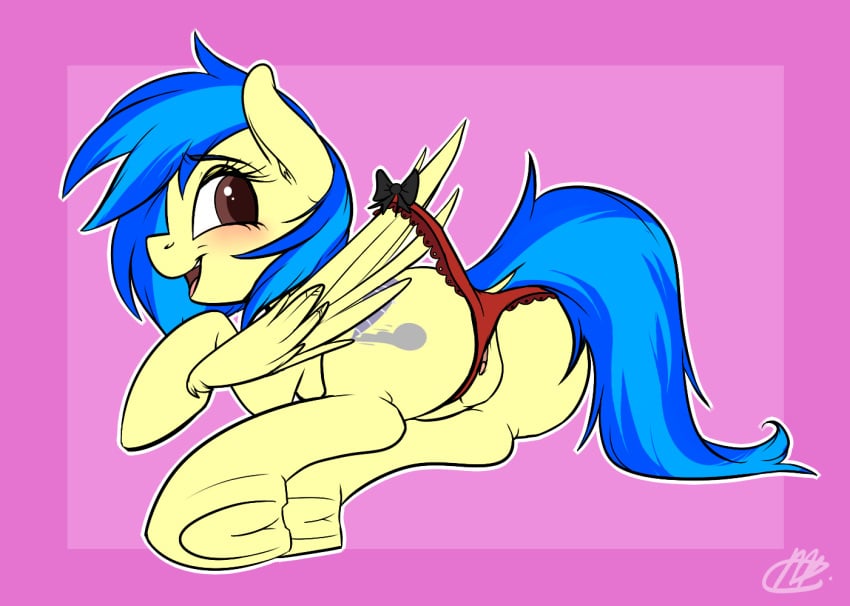 2015 animal_genitalia ass big_butt clothing equine fan_character feathered_wings feathers female feral mammal meggchan my_little_pony pegasus pussy silvia_windmane solo tongue underwear wings