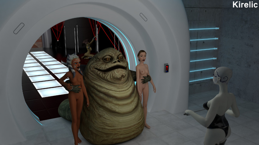 3d 3d_(artwork) 4girls ahsoka_tano alien alien_girl artist_name asajj_ventress bondage breasts clone_wars dathomiri dominatrix female femsub human hutt jabba_the_hutt jedi jedi_master jedi_padawan kirelic luminara_unduli mirialan multiple_girls multiple_subs nipples nude nude_female padme_amidala sith sith_assassin star_wars togruta whip