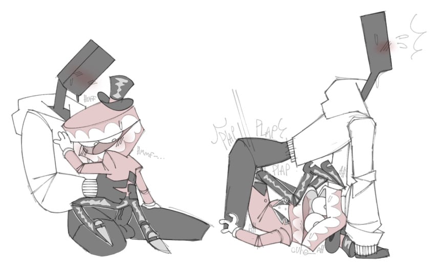 blush caine caine_(tadc) caine_(the_amazing_digital_circus) gay male/male oc penetration size_difference the_amazing_digital_circus