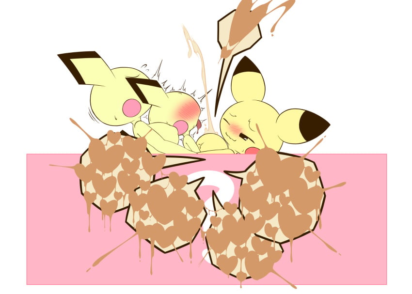 2021 ahegao anthro anthro_on_anthro bodily_fluids breast_play breasts censor_bar censored cum cumshot ejaculation female generation_1_pokemon generation_2_pokemon genital_fluids heart_symbol hi_res k-10 larger_female looking_pleasured male male/female nintendo pichu pikachu pokemon pokemon_(species) sex simple_background size_difference smaller_male titfuck titjob white_background