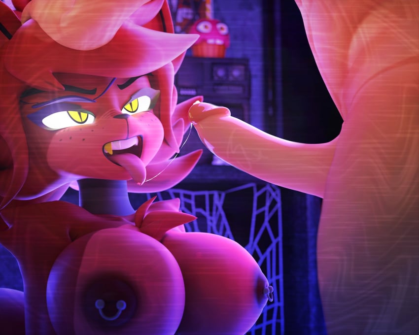 animatronic anthro areola big_breasts big_penis breasts canid canine chest_tuft cum duo erection female five_nights_at_freddy's fox foxy_(cally3d) foxy_(fnaf) fredina's_nightclub genitals glowing glowing_eyes hi_res human machine male male/female mammal nipple_piercing nipples nude penis piercing robot scottgames sxftdmns tongue tongue_out tuft yellow_eyes