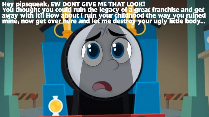 2boys accurate_art_style anthro big_penis degradation dialogue edit edited edited_screencap hate hatred imminent_rape locomotive mattel penis penis_shadow pov rape_threat text thomas_and_friends thomas_and_friends_all_engines_go thomas_the_tank_engine threat train unseen unseen_male unseen_male_face young