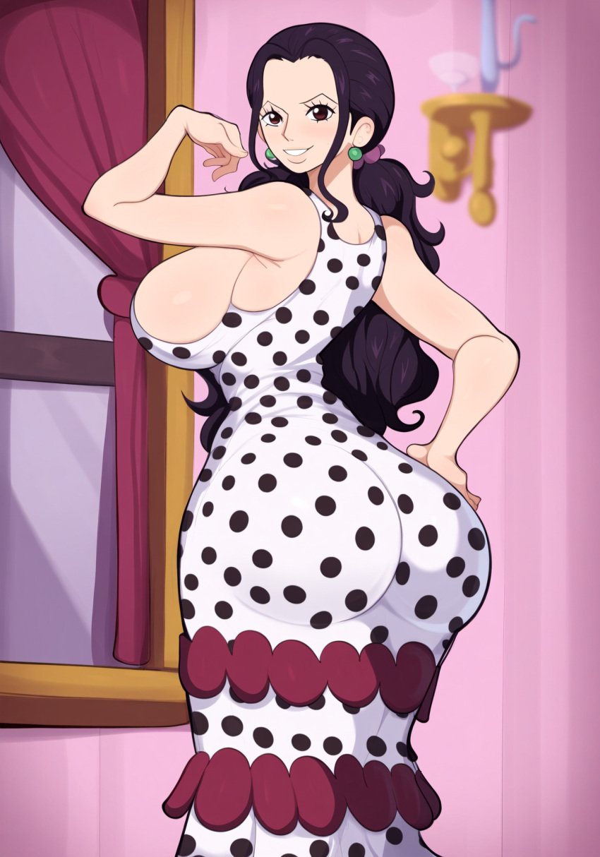 ai_generated ass big_ass big_breasts black_hair dat_ass female female_only huge_ass huge_breasts mullon novelai one_piece solo that_ass_was_fat thick_lips viola_(one_piece)