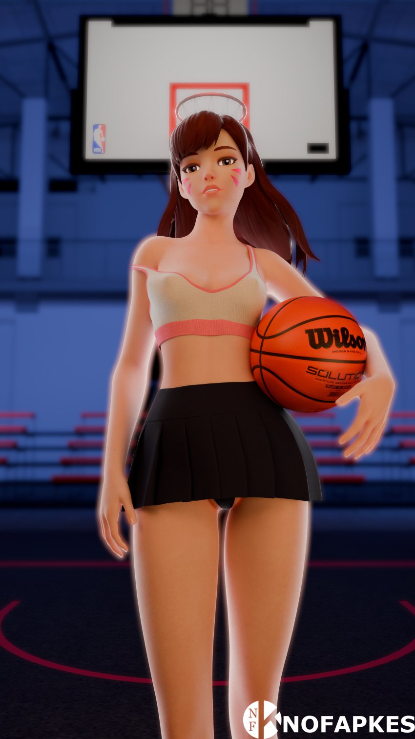 3d blender d.va halo nofapkes nsfw overwatch panties skirt sport sports_bra sports_uniform sportswear