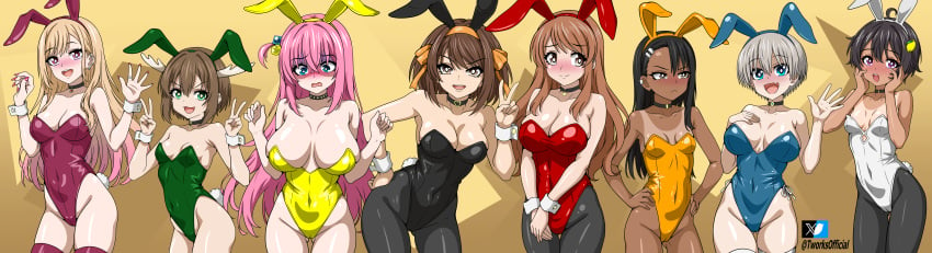 artist_request asahina_mikuru ass_visible_through_thighs bocchi_the_rock! bunny_ears bunnysuit dark-skinned_female gotou_hitori hayase_nagatoro kitagawa_marin large_breasts long_hair looking_at_viewer make_heroine_ga_oo_sugiru! my_deer_friend_nokotan pink_hair please_don't_bully_me,_nagatoro shikanoko_noko short_hair small_breasts smiling sono_bisque_doll_wa_koi_wo_suru suzumiya_haruhi tagme tan_skin tanline tanlines uzaki-chan_wa_asobitai! uzaki_hana yakishio_lemon