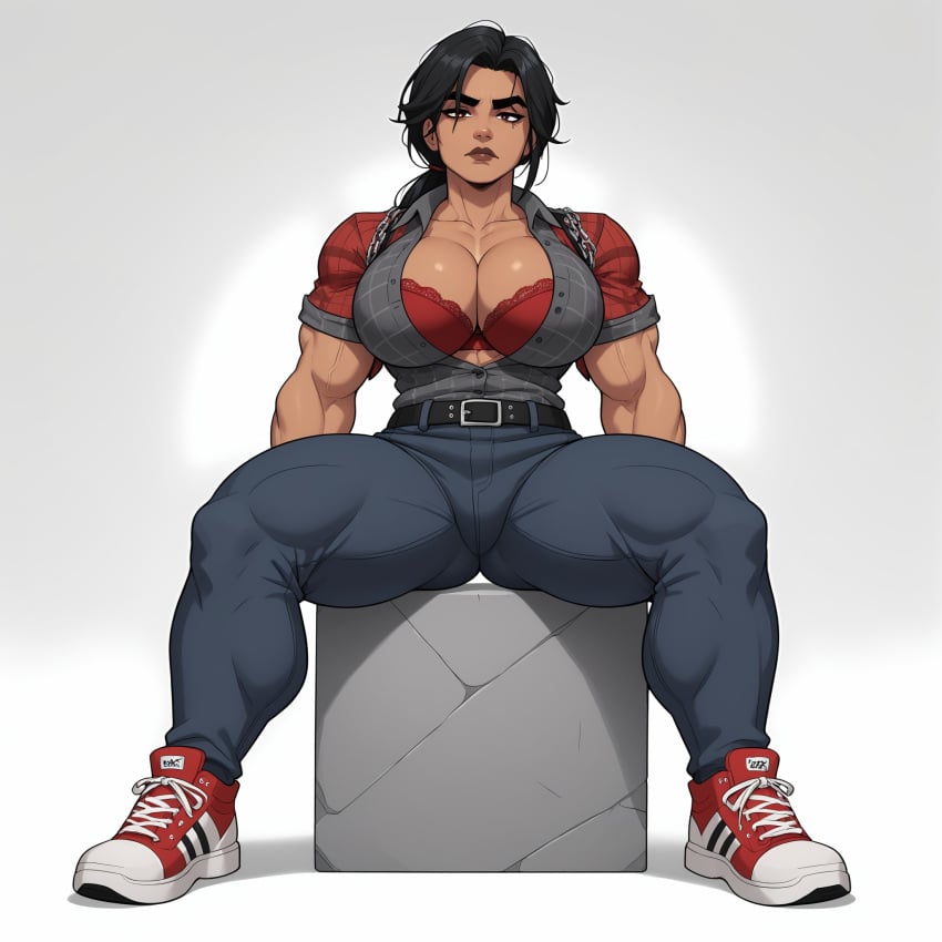 1female 1girls abs ai_generated belt biceps big_breasts big_calves big_thighs black_hair boots bra breasts bushy_eyebrows button_down_shirt chains claves cleavage cleavage_overflow dark_hair dark_skin dark_skinned_female farm_girl farmer's_tan farmgirl female female_focus female_only flannel flannel_shirt genocide_nutter huge_breasts jeans julia_santos latina latina_female latina_milf lean_body lean_figure lean_muscle lean_muscles legs_apart lips long_hair looking_at_viewer mature mature_body mature_figure mature_woman milf mommy muscle_girl muscle_mommy muscles muscles_through_clothes muscular muscular_arms muscular_female muscular_legs muscular_thighs original_character padded_bra pants ponytail round_breasts shirt shirt_open sitting sneakers solo solo_female solo_focus tan-skinned_female tan_skin thick thick_thighs thighs tight_clothing tight_jeans tight_pants tired_expression tired_eyes tomboy voluptuous voluptuous_female wavy_hair wide_hips yodayo