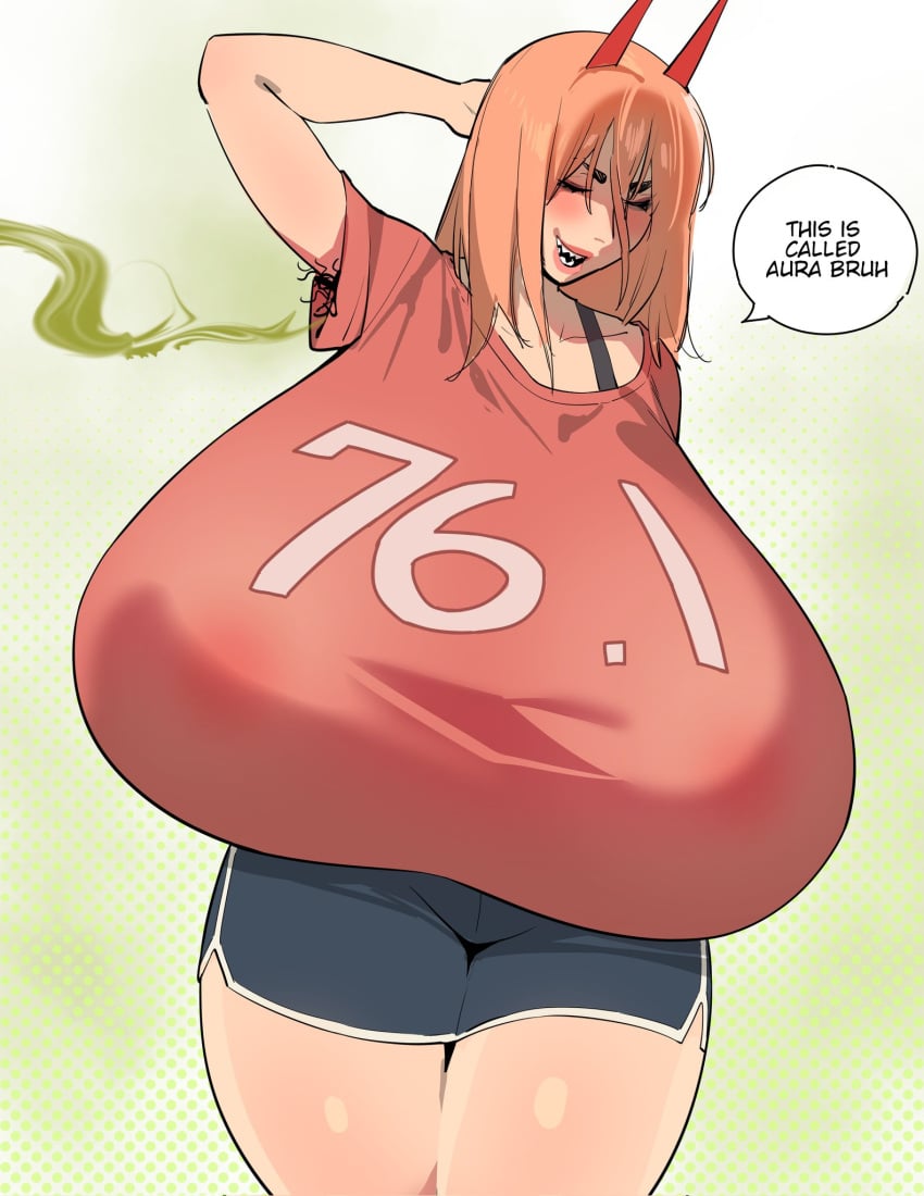 1girls armpit_hair armpits asolhoe aura big_breasts blonde_hair blush blushing busty chainsaw_man clothed demon_girl demon_horns devil_girl devil_horns english_text female female_only hairy_armpits horns huge_breasts large_breasts light-skinned_female light_skin massive_breasts meme nipple_bulge partially_clothed peach_hair power_(chainsaw_man) shounen_jump smelly stink_lines stinky stinky_armpits tagme text thick thick_thighs thighs