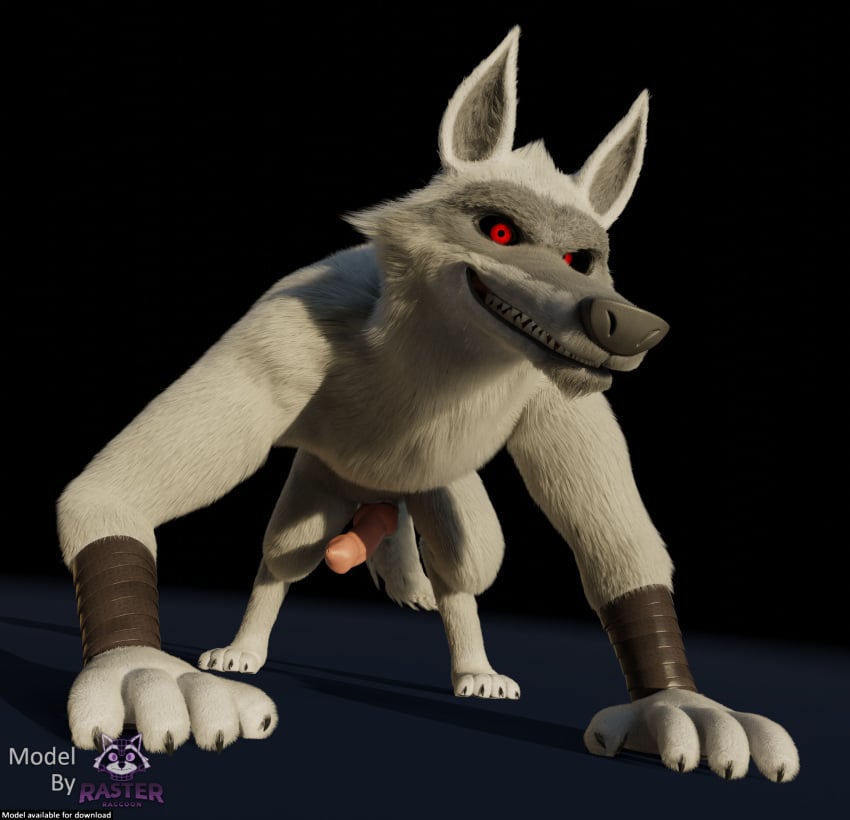 3d_(artwork) 4_fingers 4_toes absurd_res all_fours animal_genitalia animal_penis anthro arm_wraps armwear balls baring_fangs big_chest biped black_nose black_sclera blender_(artwork) canid canine canine_genitalia canine_penis canis cheek_tuft claws clothing death_(puss_in_boots) digital_media_(artwork) digitigrade dreamworks english_text facial_markings facial_tuft fangs feet fingers fluffy fluffy_tail fur fuzzy genitals grin head_markings hi_res looking_at_viewer male male_only mammal markings mask_(marking) nude on_model open_mouth partially_open_mouth penis pink_penis puss_in_boots_(dreamworks) puss_in_boots_the_last_wish red_eyes rockyrcoon sharp_fangs sheath shrek_(series) simple_background slightly_open_mouth smile smiling_at_viewer solo tail teeth text toes tuft universal_pictures universal_studios watermark white_body white_fur wolf wraps