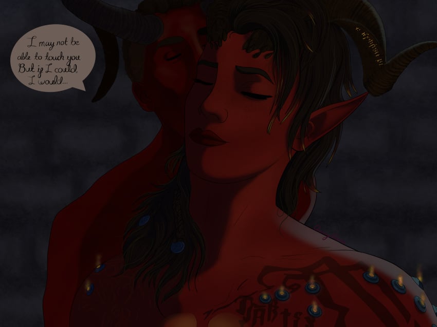 baldur's_gate_3 fantasizing karlach seduction whispering_into_ear wyll_ravengard