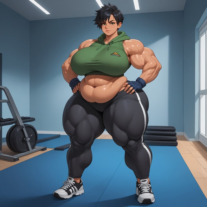 1female 1girls ai_generated ass bbw belly belly_overhang biceps big_ass big_belly big_breasts black_hair breasts chubby chubby_female crop_top crop_top_hoodie curvy curvy_body curvy_female curvy_figure emiko_rogers fat_woman female female_focus female_only fingerless_gloves genocide_nutter gloves green_eyes gym gym_background hands_on_hips highres hoodie huge_breasts looking_at_viewer massive_breasts mature mature_body mature_figure mature_woman milf mommy muscle_girl muscle_mommy muscles muscles_through_clothes muscular muscular_arms muscular_female muscular_legs muscular_thighs original_character pixie_cut short_hair sleeveless sleeveless_hoodie solo solo_female solo_focus tan-skinned_female tan_body tan_skin thick thick_ass thick_thighs thighs tight_clothing tight_pants tomboy tummy venus_body voluptuous voluptuous_female weights wide_hips yodayo yoga_pants