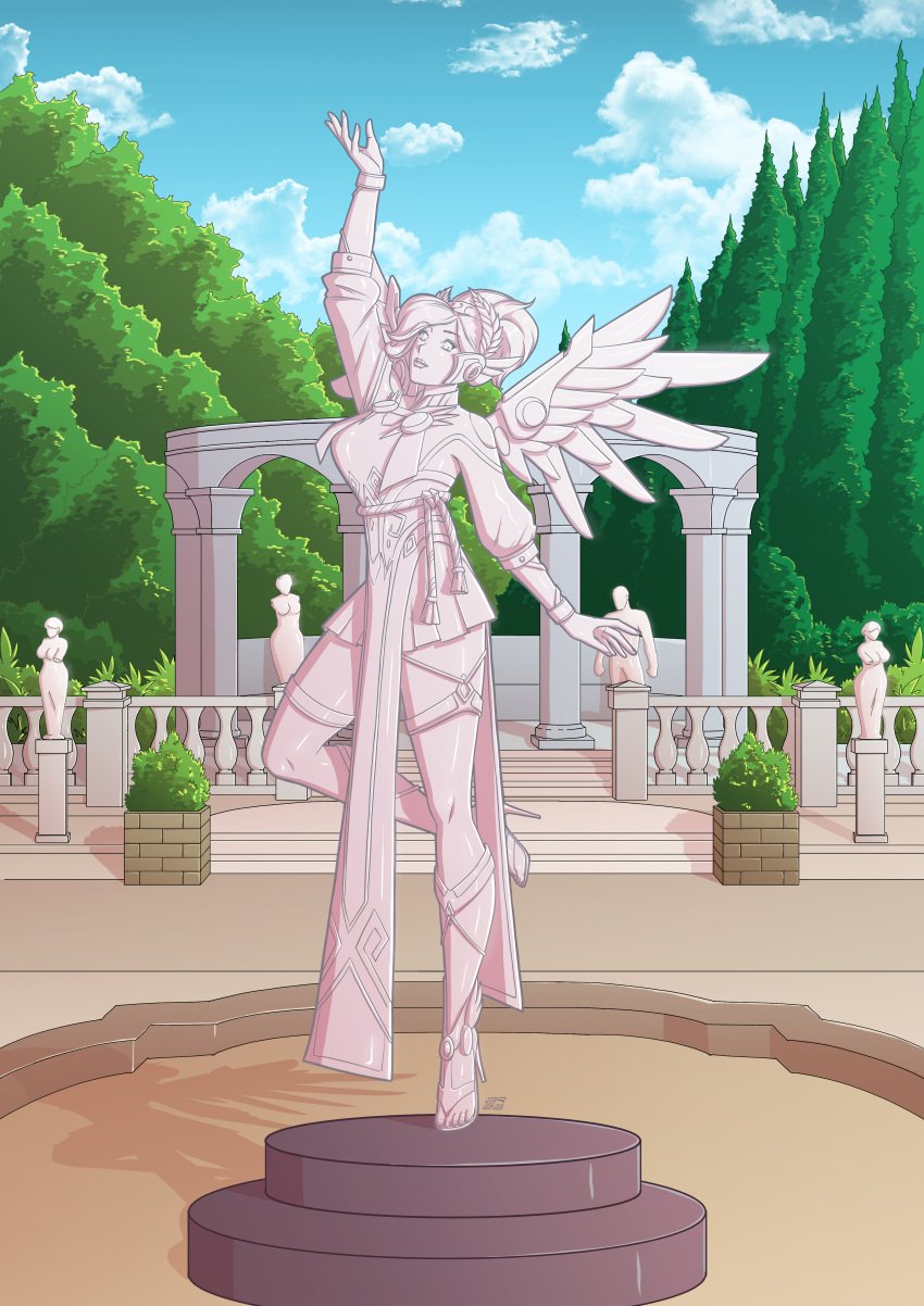 asfr mercy mercy_(overwatch) overwatch overwatch_2 petrification petrified statuefication winged_victory_mercy