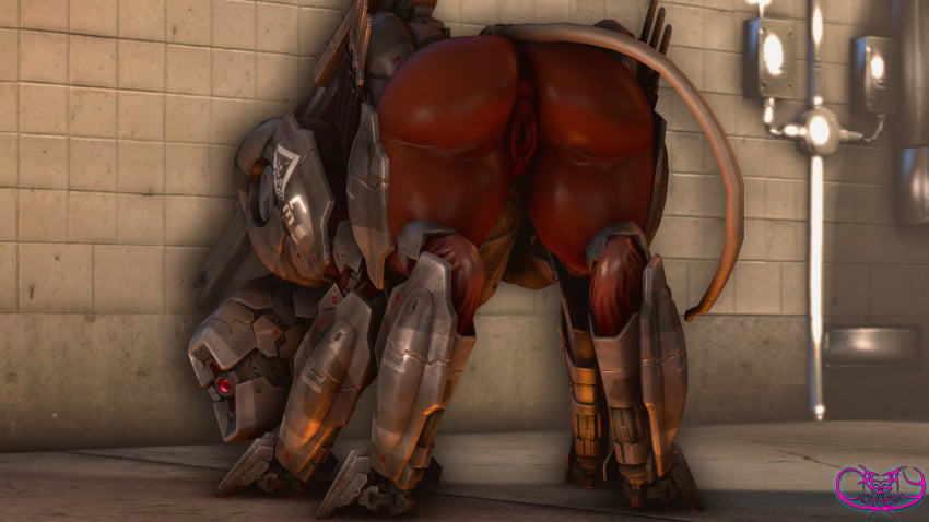 2016 3d absurd_res anus armor ass canine creepychimera female feral hi_res inviting knife konami looking_at_viewer lq-84l_(creepychimera) machine mammal metal_gear metal_gear_rising pussy ranged_weapon robot solo source_filmmaker video_games weapon