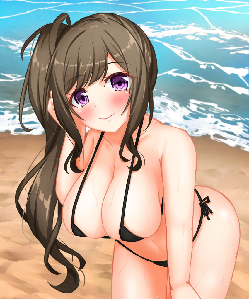 beach big_breasts bikini d4dj huge_breasts mizushima_marika thick_thighs valitran wet