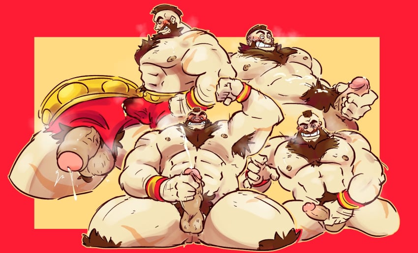 armpit_hair balls bara beard blush body_hair boner bulge capcom chest_hair cum erection facial_hair flaccid flexing hairy_male lakingmoxxie male male_only masturbation muscles muscular muscular_male musk nude orgasm penis solo solo_male street_fighter sweat sweating underwear_aside zangief