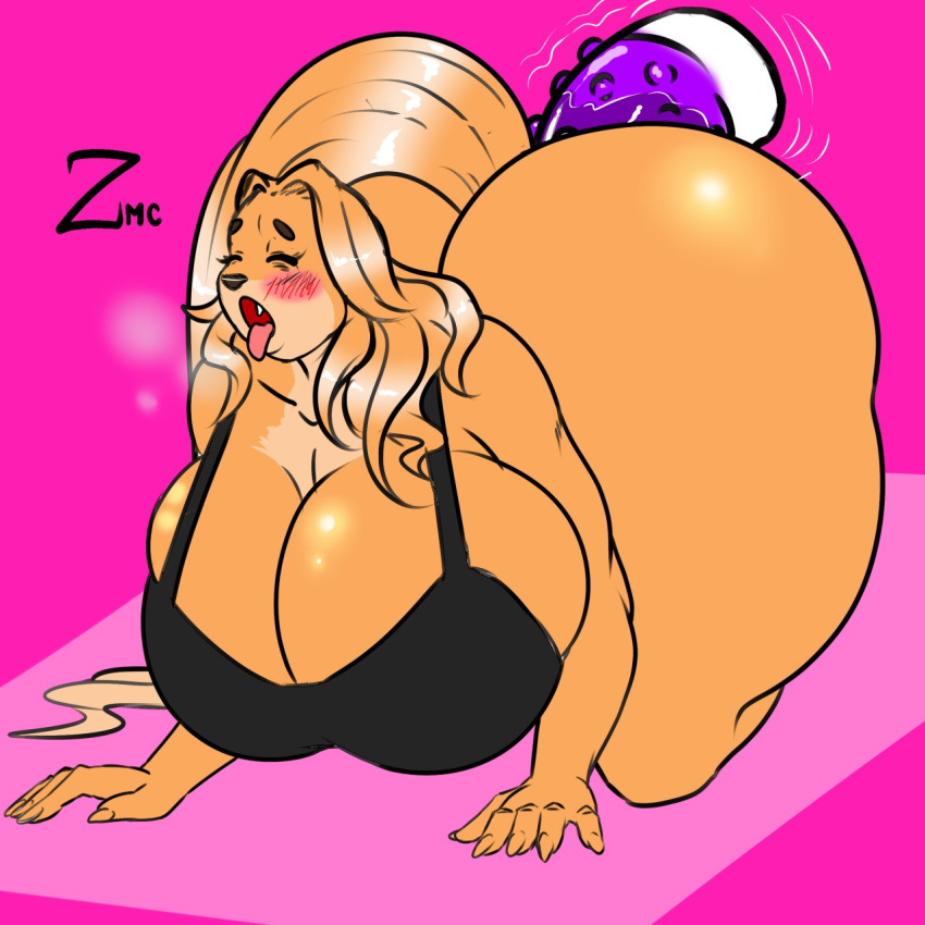 anthro ass big_breasts big_butt boosterpang breasts canine digital_media_(artwork) dildo dogmom female huge_breasts mabel_(cherrikissu) mammal masturbation milf sex_toy solo thick_thighs zeromccall