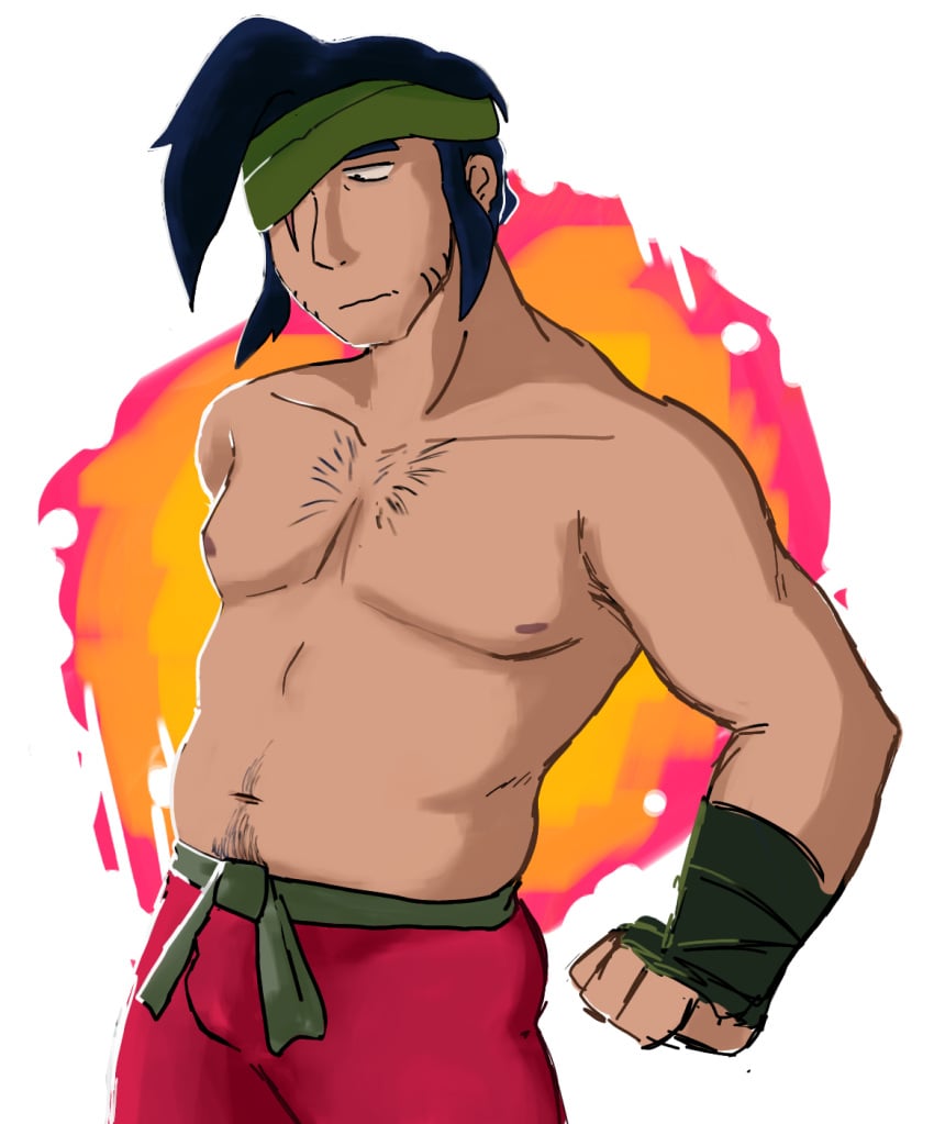 babygirl brawl_stars bulge dark_hair kenji_(brawl_stars) male_only manboobs shirtless shirtless_male