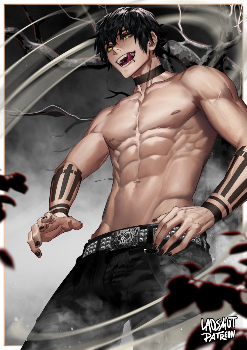 1boy black_hair darius_(laosmut) gay gay_male laosmut male male_only muscular muscular_male painted_nails tagme yaoi
