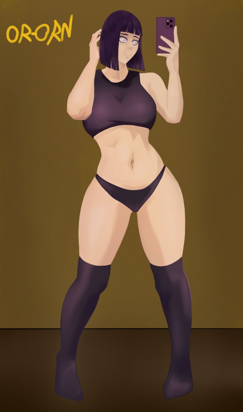boots boruto:_naruto_next_generations full_body hips hotel hyuuga_hinata hyuuga_hinata milf moomin mummy mummy_costume naruto naruto_(series) naruto_shippuden or-orn selfie selfie_pose stockings stockings_down stockings_thigh_highs stomach