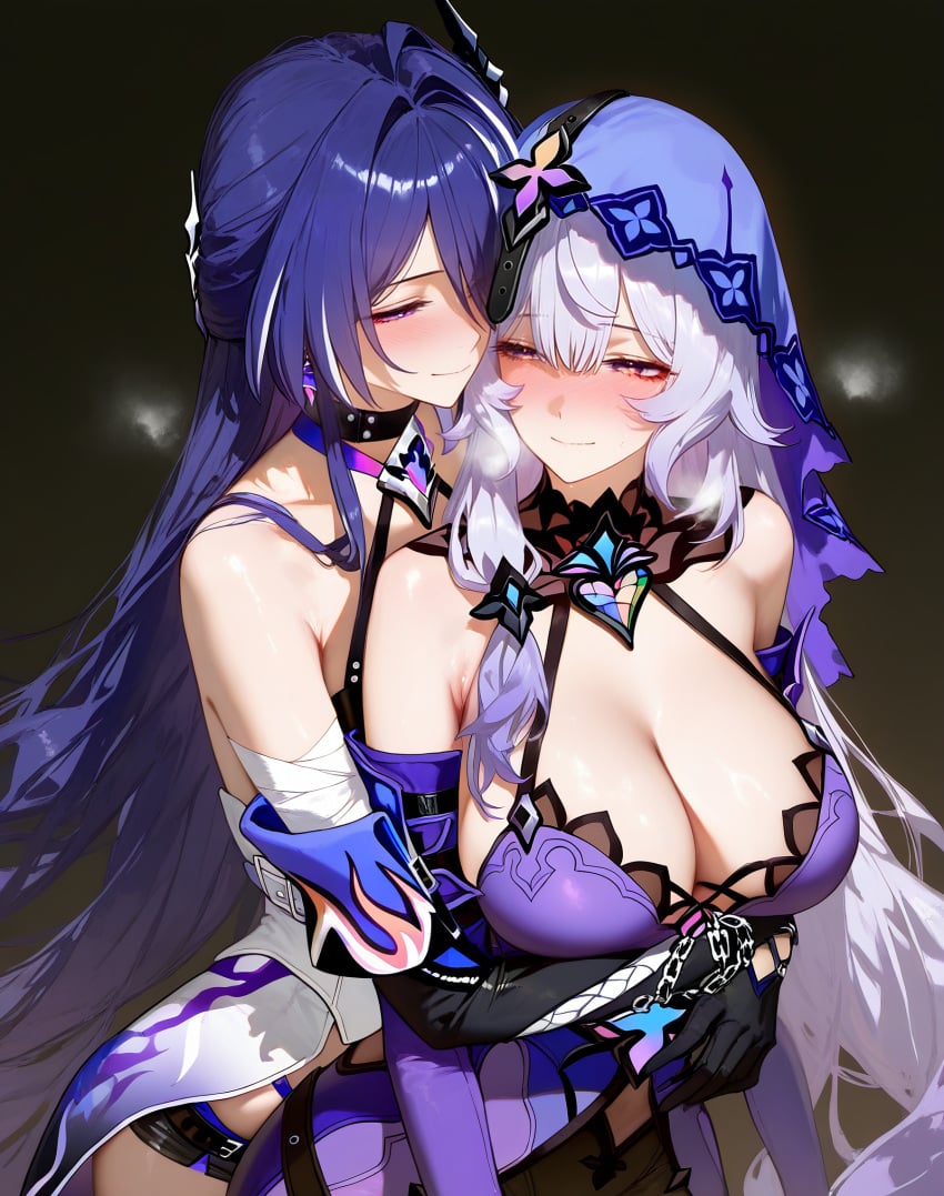 2girls ai_generated best_friends breasts female happy lewd tagme