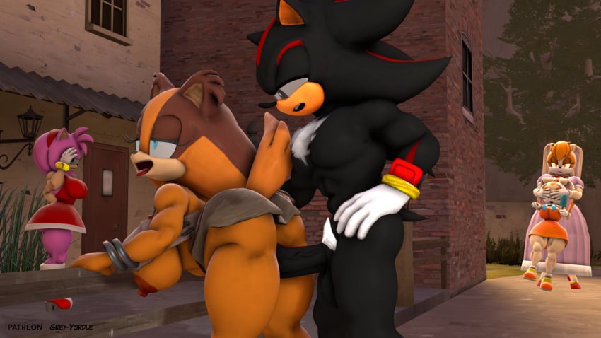 1boy 3d 3d_(artwork) 4girls amy_rose anthro anthro_female anthro_male anthro_on_anthro anthro_penetrated anthro_penetrating_anthro areolae ass badger balls ballsack barely_clothed big_ass big_breasts big_penis black_body black_fur blue_eyes breasts clothed_female clothed_female_nude_male clothed_sex clothing covering_eyes cream_the_rabbit eulipotyphlan female female_penetrated from_behind fur genitals gloves green_eyes grey-yordle half-closed_eyes half-dressed hedgehog in_public kabalmystic_(style) large_breasts male male/female male_penetrating male_penetrating_female mobian_(species) mouth_open naked naked_male nipples nude nude_male open_mouth orange_body orange_eyes orange_fur orange_hair outdoors partially_clothed penetration penetration_from_behind penis pleasure_face popsicle pubic_hair public public_nudity public_sex rabbit_girl red_eyes sega sex sex_from_behind sfm shadow_the_hedgehog sonic_(series) sonic_boom sonic_the_hedgehog_(series) source_filmmaker source_filmmaker_(artwork) sticks_the_badger tail tongue tongue_out vanilla_the_rabbit vein veiny_penis white_gloves