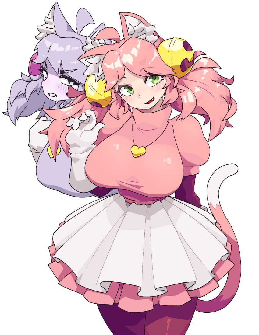 big_breasts breasts cat_ears cat_girl cat_tail catgirl clothed clothed_female deltarune female female_only ghost ghost_girl green_eyes irritable_ghost_(deltarune) mad_mew_mew pink_(deltarune) pink_hair sub-neamo undertale_(series)