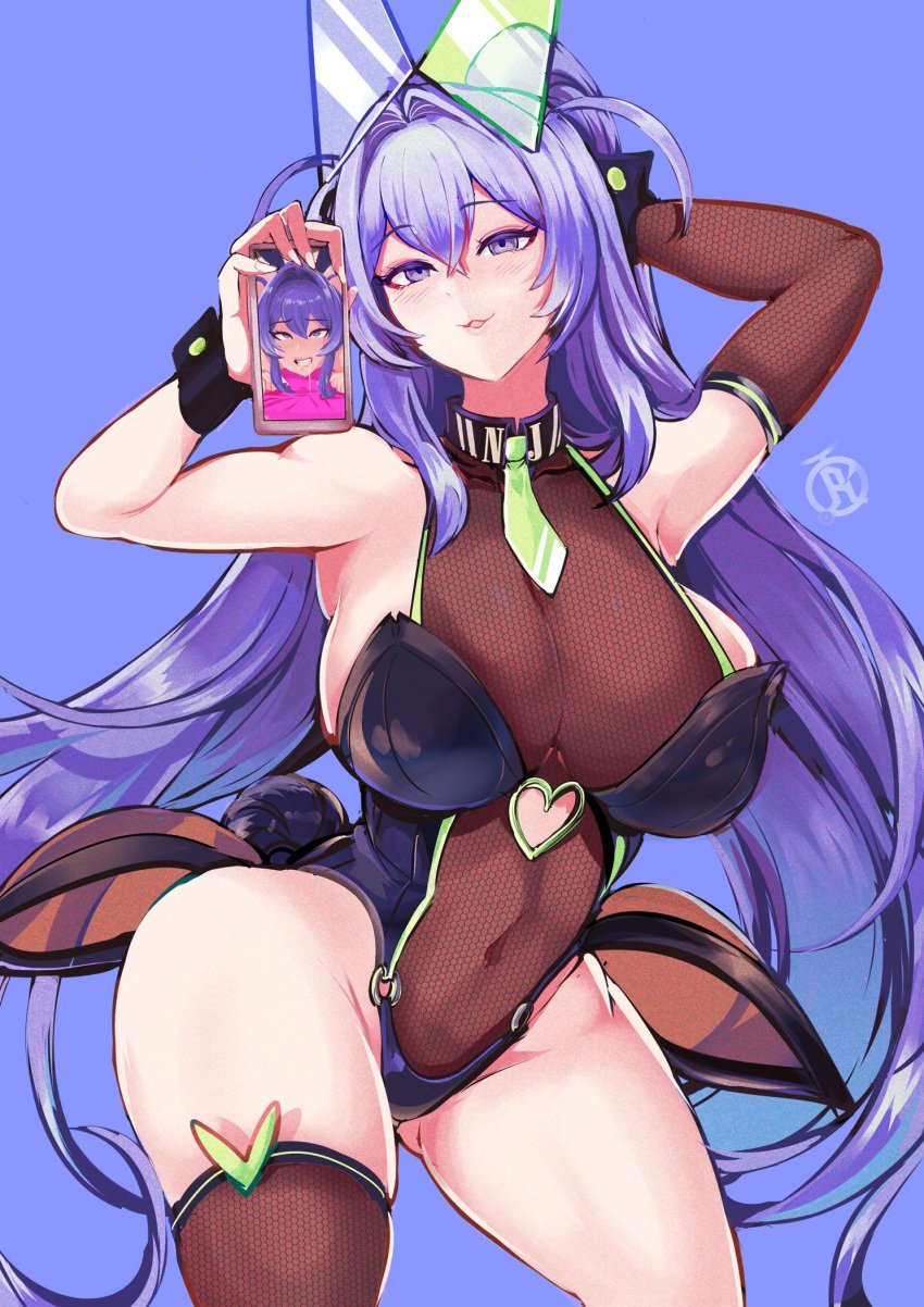 1girls alternate_costume azur_lane blue_eyes blue_hair breasts bunny_ears bunny_girl bunnysuit eagle_union_(azur_lane) female female_only light-skinned_female light_skin long_hair new_jersey_(azur_lane) revolverwingstudios solo thick_thighs thighs wide_hips