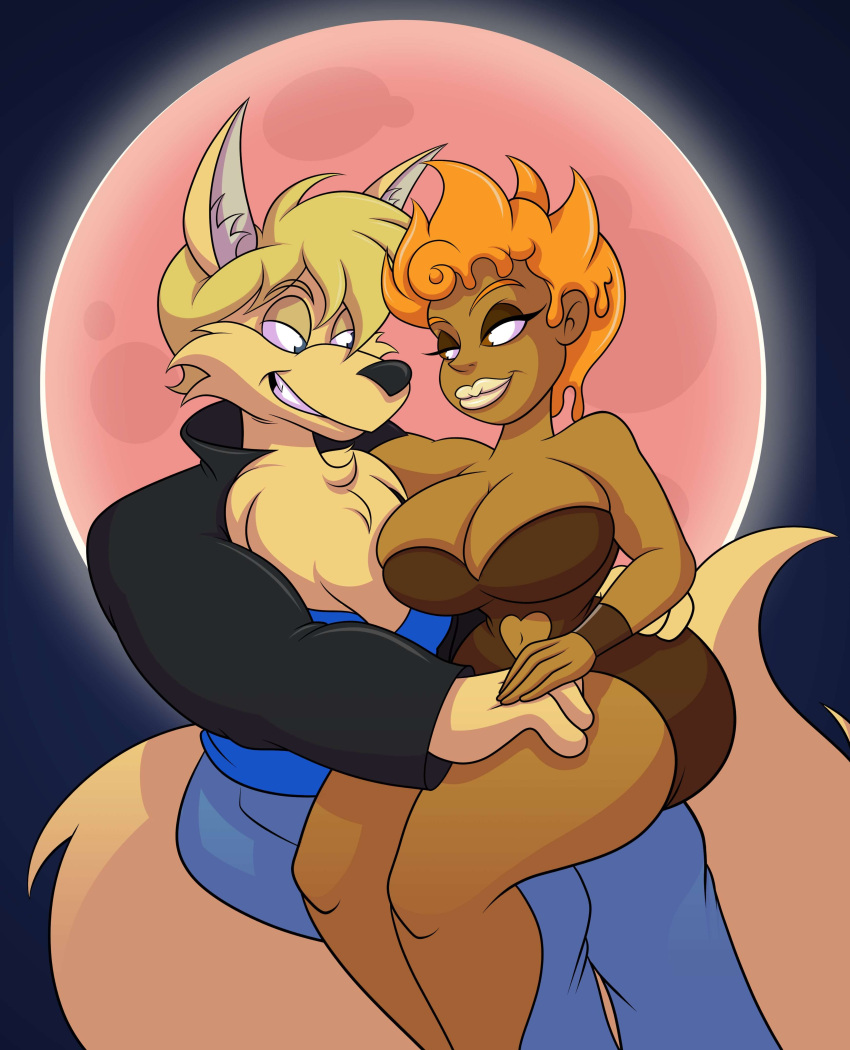 blonde_hair bon_bon_(scotty_lad) chadrocco date dessert full_moon handsome imminent_sex jacket lips lipstick luhyzi michael_witherburn moon muscular pants pink_moon scotty_lad scruffy_hair t_shirt werewolf