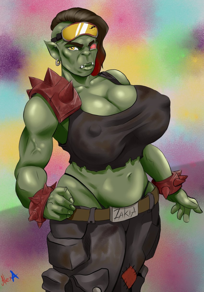 1girls alex_zakia badzaba big_breasts female fit fit_female orc orc_female ork rule_63 solo solo_female warhammer_(franchise) warhammer_40k