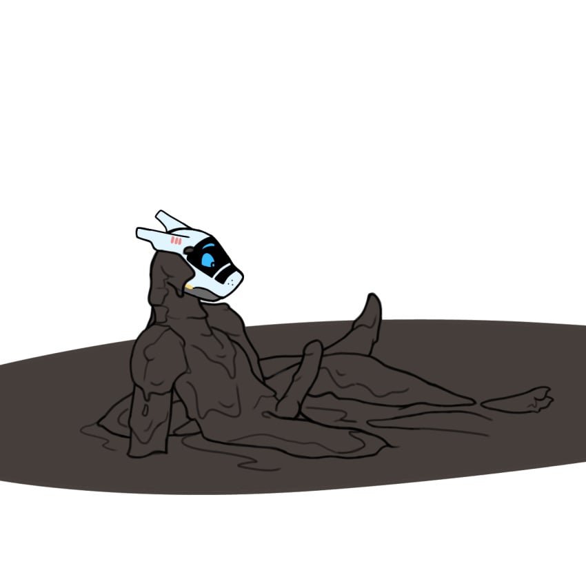 alpha_channel anthro dirty erection genitals hi_res male messy mud mud_covered muddy penis perrygoat puddle screen screen_face simple_background sitting sitting_on_ground solo synth_(vader-san) synthetic tail transparent_background visor wam