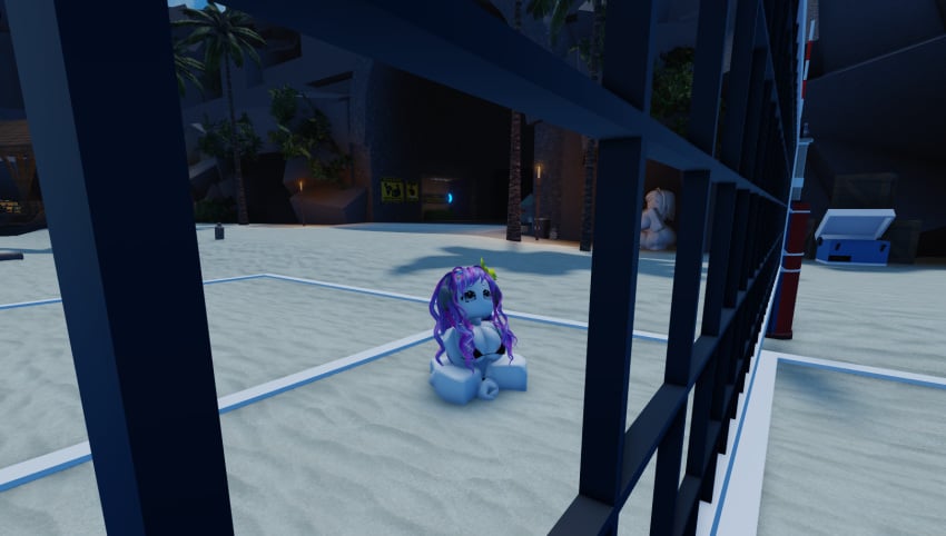 1girls 3d ass bikini breasts catsulithr34 kneeling looking_up on_knees outside pink_hair roblox roblox_avatar robloxian sand self_upload tagme volleyball white_skin