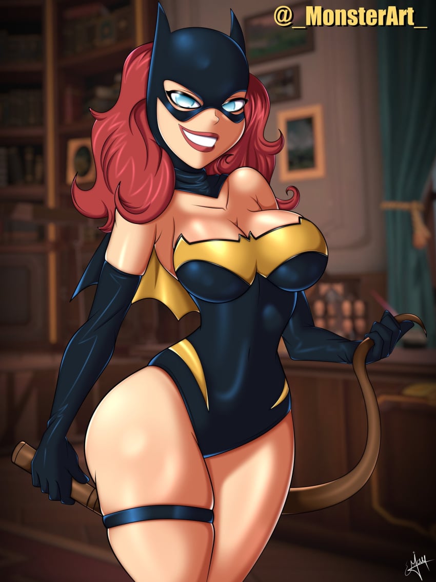 alternate_version_available arm_warmers armwear barbara_gordon batgirl batman_(series) big_ass cape clothed clothed_female clothing confident confident_female confident_smile dc dc_comics dominant_female female female_only fully_clothed fully_clothed_female looking_at_viewer mask masked masked_female monsterart one-piece_suit pawg redhead safe_for_work shiny shiny_clothes shiny_skin skimpy_clothes smile smiling smiling_at_viewer solo solo_female superheroine thick_thighs tight_clothing whip