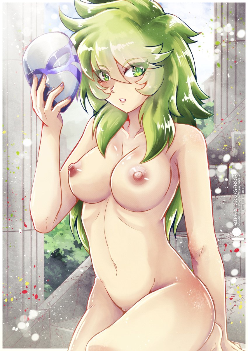 1girls areolae artist_logo artist_name artist_signature artstation breasts deviantart deviantart_username female female_focus female_only gensox green_eyes green_hair legs long_hair looking_at_viewer mask nipples nude nude_female ophiuchus_shaina patreon patreon_username saint_seiya shounen_jump silver_saints solo solo_female solo_focus thighs twitter_username