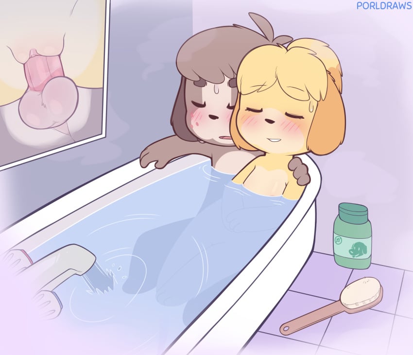 absurd_res animal_crossing animal_crossing_new_leaf anthro balls bathing bathing_together bathroom bathtub blush bodily_fluids brother_(lore) brother_and_sister_(lore) canid canine canis digby_(animal_crossing) domestic_dog duo female genitals hand_on_shoulder hi_res incest_(lore) isabelle_(animal_crossing) male male/female mammal nintendo no_breasts on_lap penetration penis porldraws pussy sex shih_tzu sibling_(lore) sister_(lore) sitting_on_lap sweat toy_dog twincest_(lore) twins_(lore) underwater underwater_sex vaginal_penetration water